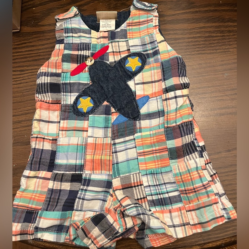 NWOT HAUTE BABY Sleeveless Plaid Romper Sz 0-3 Months